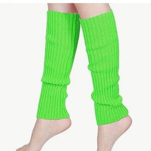 Ribbed Knit Line Green Leg Warmers NWT